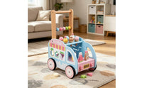 Wooden Ice Cream Pusher Multifunctional Activity Central Ice Cream Pusher Balance Coordination Training Learning Walking Toy for Young Children