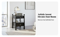 End Table with Integrated light Modernist Design Nightstand for Bedroom, Homeowners