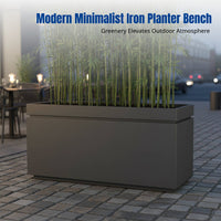 Metal Planter Bench, Outdoor Iron Flower Box, Divider, Seating Combo