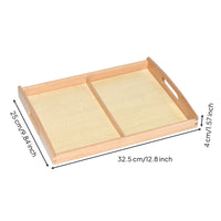 Natural Wood Educational Tray Compartmented Wooden Tray with Handles Lightweight Sturdy for Children, Teachers, Playroom
