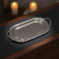 Decorative Tray with Rope Border Silver-Toned Serving Platter Easy to Clean