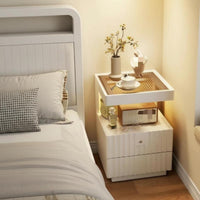 2-Drawer Nightstand with Accessible Shelf No Assembly Required for Lounge Area