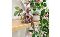 Seated Fairy Figurine with Butterfly Wings Decorative Sitting Fairy Figurine Compact Ornament Whimsical for Courtyard