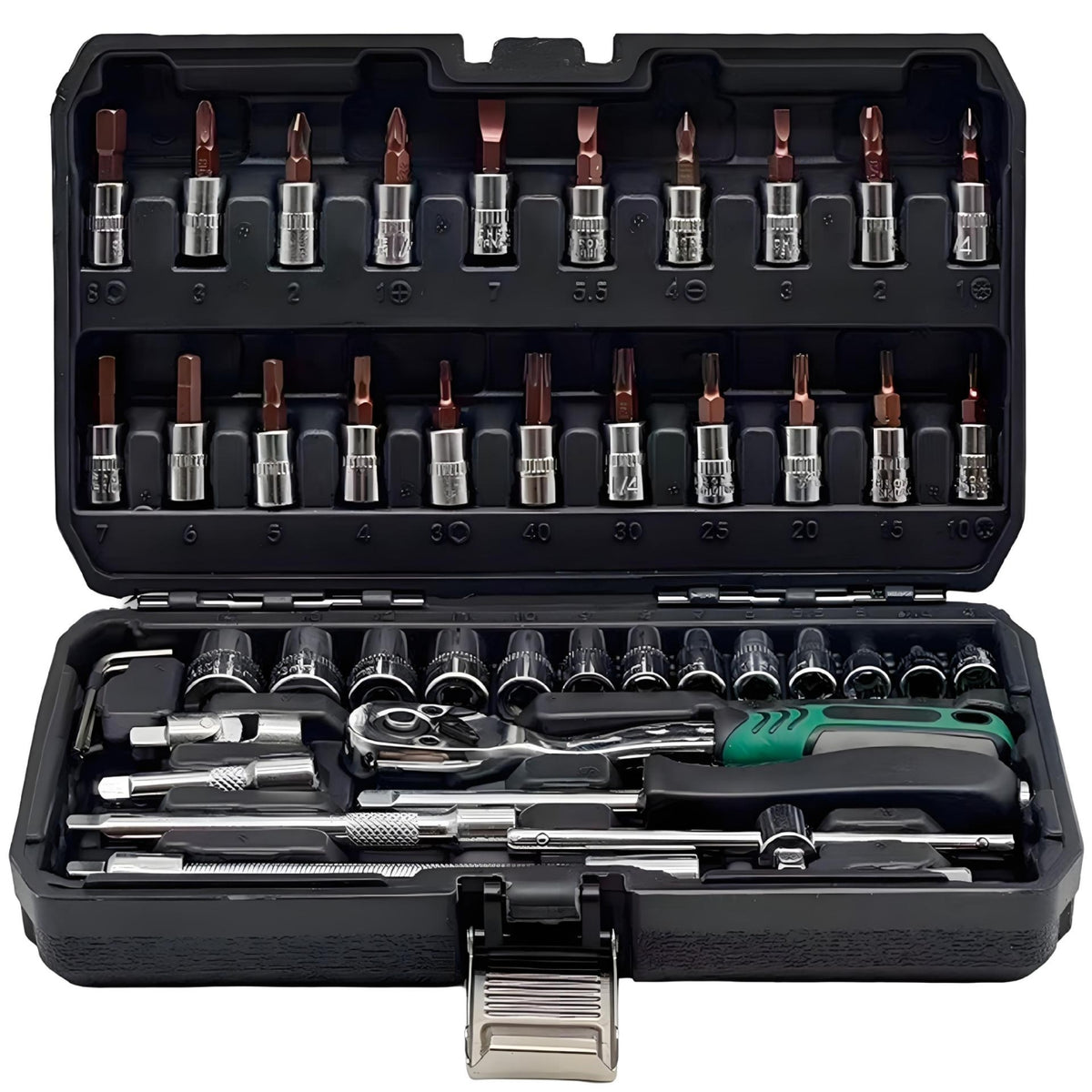 46 Pieces Organized Car Tool Kit with Toolbox Automotive Mechanics Tool Set with Toolbox Compact Tools Sturdy for Garage