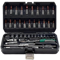 46 Pieces Organized Car Tool Kit with Toolbox Automotive Mechanics Tool Set with Toolbox Compact Tools Sturdy for Garage