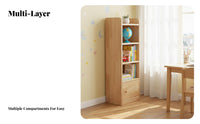 Multifunctional Solid Wood Bookshelf Large Capacity Floor Standing Bookcase Stable and Sturdy Freestanding Bookshelf Heavy Duty for Children, Book Lovers, Homeowners, Living Room, Bedroom