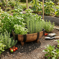 Half-Barrel Planter Black Inner Liner Half Barrel Planter Lightweight Plant Holder