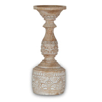Pedestal Candlestick Holder Ornate Candlestick Holder with Floral Relief Rustic