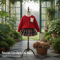 Girls Knitted Sweater Set, Princess Skirt, 2-Piece, Autumn Winter, New Year, Soft Fabric