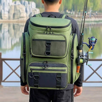 Waterproof Fishing Backpack Breathable Back Panel Fishing Backpack Oxford Textile
