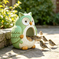 Owl Resin Bird Feeder for Outdoor Garden Hanging