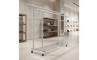 Space-Saving Clothes Drying Rack with Wheels Portable Double Rod Clothes Rack Stable Furniture Large for Laundry Room, Bedroom