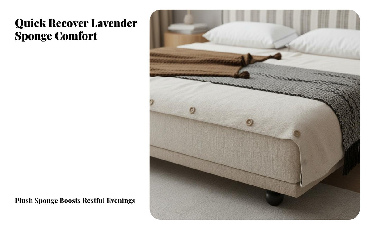 Removable and creclineable Cover Upholstered Bed Frame Striped Pattern Wavy Headboard Bed sturdy Wood Legs Bedroom Furniture Minimalist Design for Young Adults, Homeowners, Families with Children, Apartment, Guest Room, attic