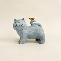 Cat Statue with Butterfly Illuminated Solar Cat Light Decorative for Patio, Lawn