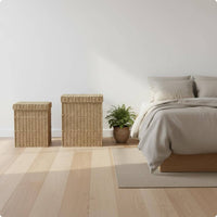 Lidded Laundry Hamper Decorative Lidded Laundry Basket Carry Handles Household Storage for Bedroom