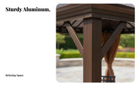 Fourfour-Leg Outdoor Canopy Waterproof Patio Sun Cover Weather Resistant Rigid-Roof Gazebo for Garden Enthusiasts, Party Hosts, Backyard, Poolside
