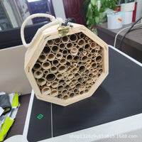 现货新款实木八角蜂窝户外挂绳创意昆虫窝松木养蜜蜂箱组合昆虫屋