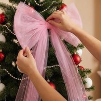 Tulle Tree Top Ornament Bow Festive Atmosphere Christmas Tree Top Ornament Bow Easy to Hang Wedding Chair Sash for DIY Enthusiasts, Home Stylists