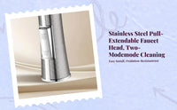 Pull Down Faucet Sprayer Head Replacement, Stainless Steel, 3 Modes, Universal Fit, Kitchen Sink