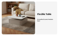 2-Tier Rotating Coffee Table Minimalist Design Rotating double-tiered Table Space-Saving Easy to Clean for residents
