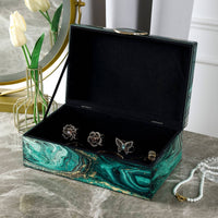 2 Pieces Jewelry Box with Hinged Lid Glossy Marbled Jewelry Box Decorative Storage for Gift