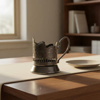 Podstakannik Retro Design Ornate Glass Sleeve with Handle for Collectors