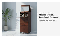 Space-Saving Mobile Vanity Cabinet with hinged mirror Mirror Minimalist design Dressing Table Hidden Storage Makeup Desk Tri-Function Design for Students, Apartment Dwellers, Women, Small Rooms, Dorm Room