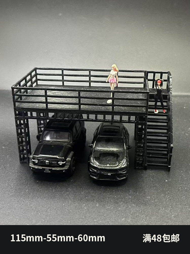 628 Workshop 1/64 Two-Story Loft Scene Platform Steel Frame Display Stand for 64 Car Model Scene Accessories