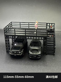 628 Workshop 1/64 Two-Story Loft Scene Platform Steel Frame Display Stand for 64 Car Model Scene Accessories