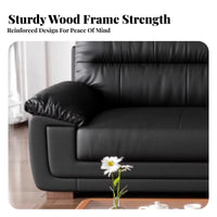 Genuine Leather Highspine 3-Seater Sofa Modern Design Upholstered 3-Person Couch Minimalist design Living Room Furnishing Deep Seat for Apartment Dwellers, Homeowners, Families, Bedroom, Office
