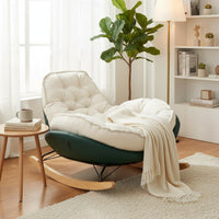 Upholstered Rocking Chair Wide Seat Upholstered Recliner Tufted Rocking Lounge Chair Sleigh Base Household Seating