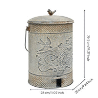 Cast Iron Trash Can Noiseless Lid Pedal Trash Can Removable Inner Bucket Household Storage for Garden