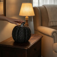 Rattan-Look Resin Pumpkin Woven Pumpkin Decor Rustic Pumpkins Vintage for Tabletop, Mantel
