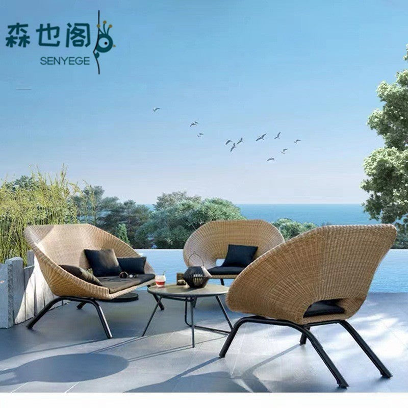 Outdoor Rattan Sofa Set with Coffee Table