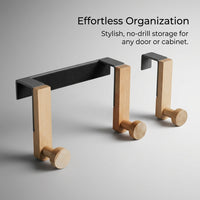 Hook Rack with Wood and Iron for Nordic Style Hanging, Removable Storage for Dorm Room or Home Use, No Nail Coat