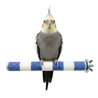 Sanding Perch for Bird Cage, Emery Paper Stand Rod, Wooden Perch for Cockatiel Foot Care, Striped Single Pack
