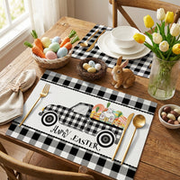 Easter Placemat Waterproof Faux Leather Table Mat Heat Resistant Dining Room Decoration for Spring Kitchen Parties