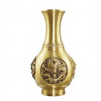 Vase with Dragon Relief Gold-Toned Chinese Dragon Vase Intricate for Living Room
