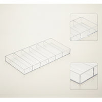 6-Compartment Acrylic Cosmetic Storage Box Rectangular Eyeglass Organizer with Six Compartments Easy Access Makeup Brush Tray Space-Saving for Beauty Enthusiasts