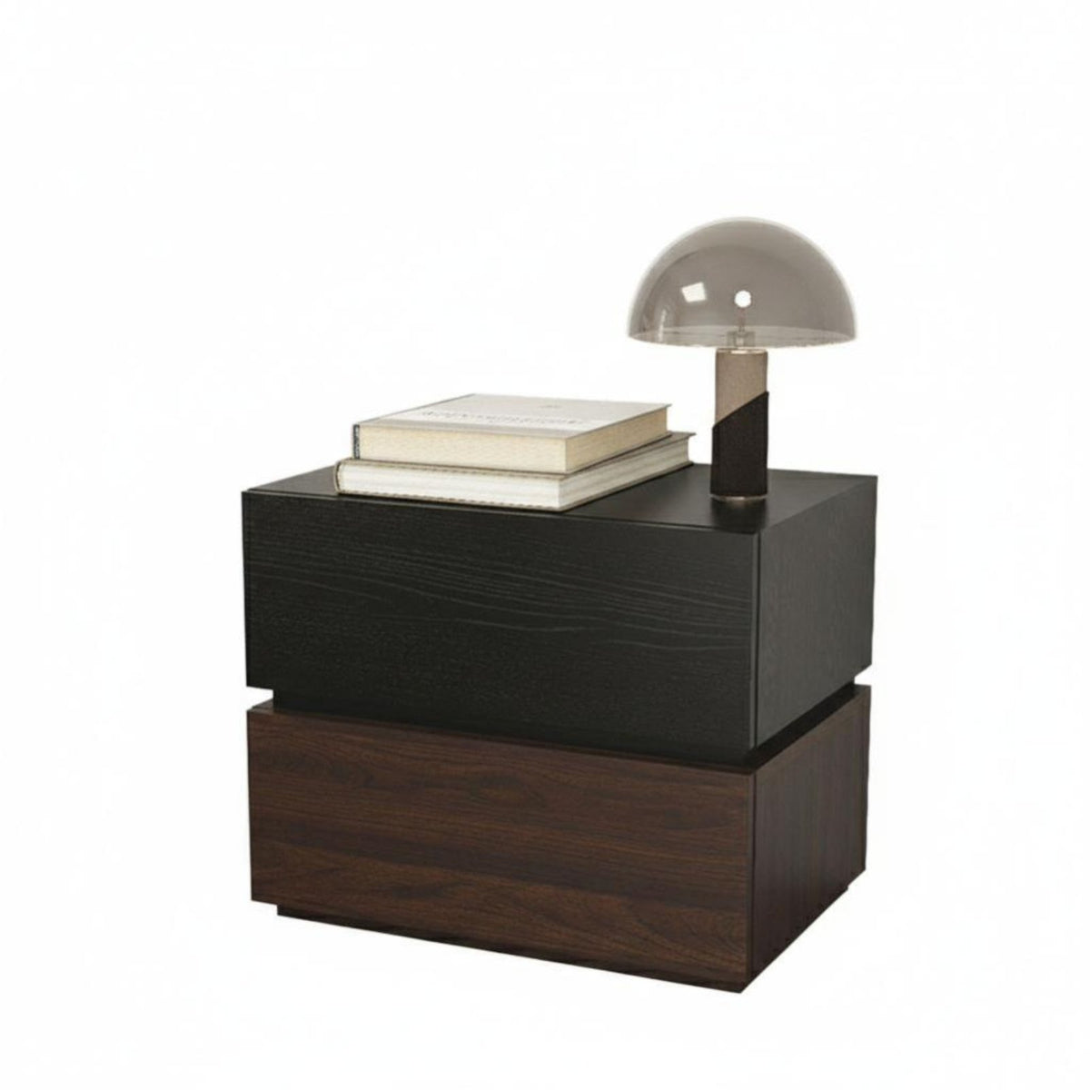 Walnut Finish Stackable Drawer Unit pure Wood Stackable Drawer Block Paintzero-VOC Nightstand configurable Design for Apartment Dwellers, Homeowners, Bedroom, Small Spaces, Dorm Room, Entryway