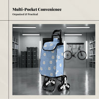 Cotton Linen Shopping Trolley, Foldable, Lightweight, Home, Stair Climbing