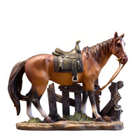 Fence Base Horse Figurine Molded Details Home Decor Textured Ground for Shelf