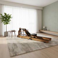 Foldable Wooden Rower Walnut Finish Water Rowing Machine Compact Folding Rowing Machine