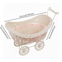 Tricycle Flower Basket Pink Home Decor Woven for Display