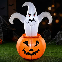 Glowing Ghost Inflatable with Pumpkin Lantern Inflate Inflatable Ghost with Pumpkin LED-Lit Halloween Decoration with Light Festive for Porch