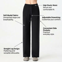 Ladies Trousers for Women with Straight Leg Design, High Waist Modal Loungewear Pants with Soft Drape Material, Comfortable Joggers for Casual Wear