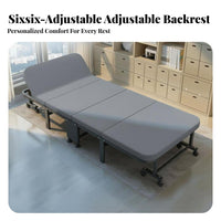 Four-fold Lounger Foldable Single Bed Portable Space-saving Design Durable Metal Frame Convenient Mattress Pad Suitable for Office Workers Caregivers Dormitory Small Apartment