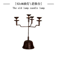 手工复古铸铁烛台摆件仿古铁艺油灯禅意茶室装饰烛台侘寂风落地灯