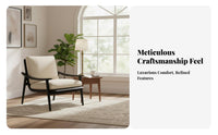 Upholstered Armchair with Wood Legs Removable and Cleanable Cover Upholstered Wood Frame Chair Vintage and Design Breathable