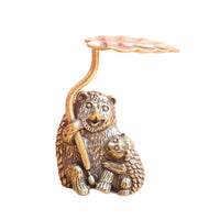 Hedgehog Statue with Umbrella Metal Hedgehog Figurine Textured for Shelf